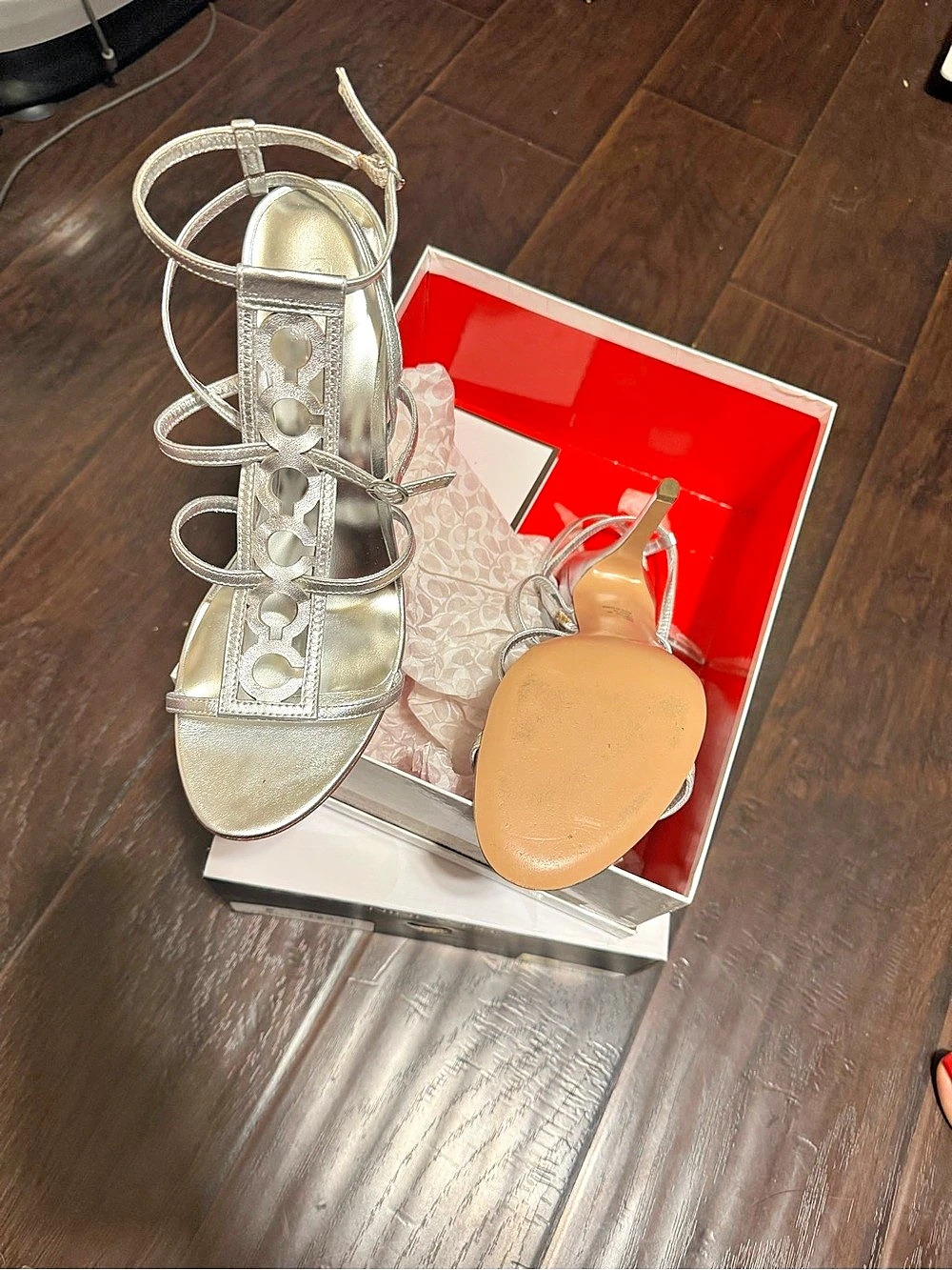 Coach Strappy Metallic Sandals in Silver 8